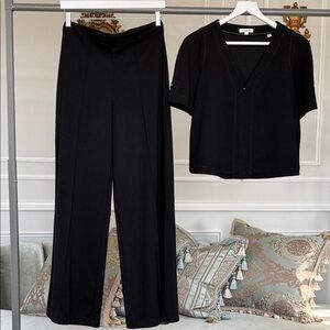 Max Studio Black Wide Leg Pants & Top Set Size M